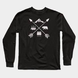 silhouette nature - simple nature design with tribe, mountain, trees Long Sleeve T-Shirt